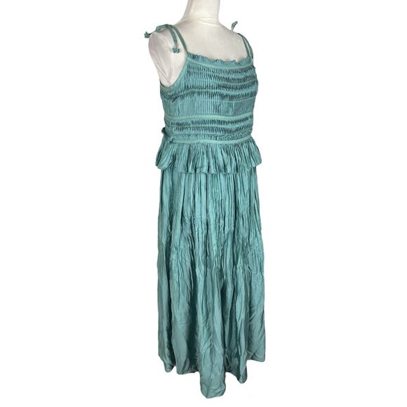 Sea New York Risa Ramie Poly Satin Romantic Tank Dress Sage Green Size 12 NWT - Picture 6 of 12